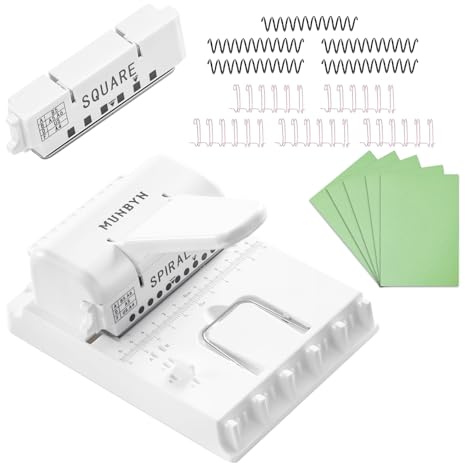 MUNBYN Binding Machine, Interchangeable Punch Heads, 70g A4 Paper, White
