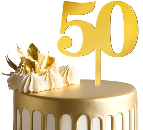 DOORIO Number 50 Cake Topper Gold 50th Birthday Cake Decoration