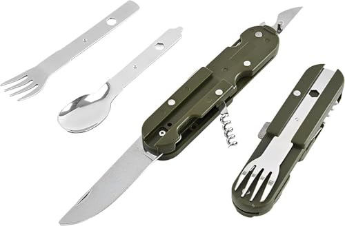 Cubiertos De Camping Plegable, Set De Cubiertos De Camping 5 En 1, Set De Cubiertos De Exterior Con Bolsa De Almacenamiento, Para Camping Y Picnics De Senderismo