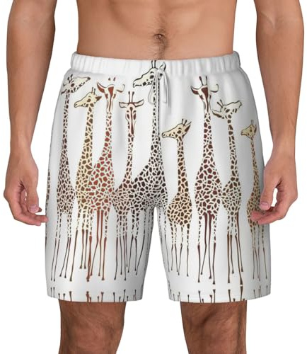 ASFgda Traje de baño para hombre, con estampado de jirafas, de secado rápido, pantalones cortos de playa, forro de malla con bolsillos para surf en la playa, blanco, 3XL
