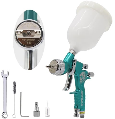 Pistola de pulverización HVLP de 1.3 mm, 600 cc, pistola de pulverización de aire para pintura automotriz, pulverizador de pintura a base de agua y disolvente (azul)