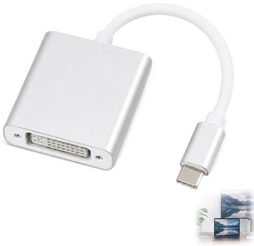 USB C till DVI-adapter, USB C till DVI-omvandlare, typ-C hankontakt DVI-D hona kompatibel med Thunderbolt 3 Mac Pro/Air iPad Pro 2018, Surface Book 2, Samsung Galaxy S10/S9-skärm
