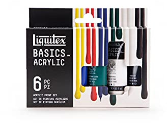 Liquitex BASICS Acrylic Paint Set, 6 x 22ml (0.74-oz) Tube Paint Set, Primary