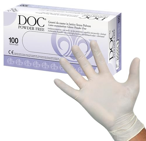 DOC - Latexhandschuhe, nicht steril, beidhändig, gesäumt, für empfindliche Haut, Packung à 100 Stück, extra large, 25410