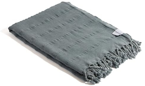 InfuseZen Stonewashed Turkish Bath & Beach Towel –100% Organic Turkish Cotton - Soft, Lightweight, Absorbent - Quick Dry, Sand Free - Swim, Pool, Shower, Travel - Peshtemal, Hammam Spa Towel - Denim