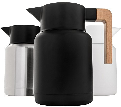 Hastings Collective Thermal Coffee Carafe 1.5 Liter - Large Stainless Steel Insulated Thermos - 50 oz Double Walled Vacuum Thermos Coffee and Beverage Dispenser with Tea Infuser and Strainer (Black)