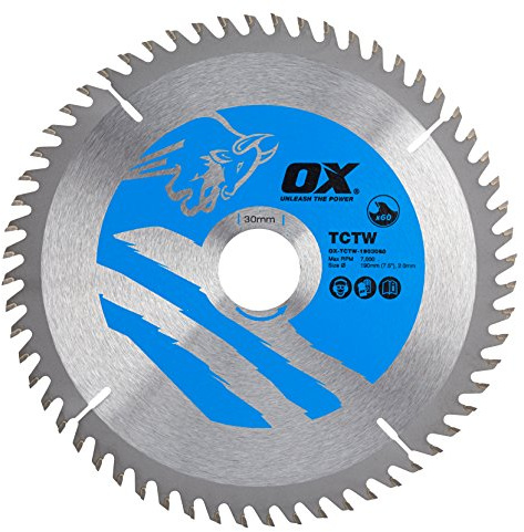 OX Tools Wood Cutting Circular Saw Blade 190/30mm, 60 Teeth ATB