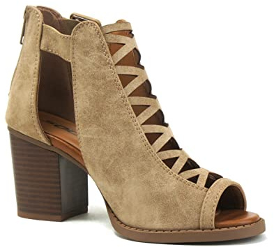 Soda Womens Fahsoin Aran Open Toe Heel Sandal (7.5 M US, Taupe New)