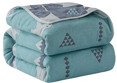 Hayisugal Kuscheldecke Babydecke Kinder Decke 100% Baumwolle, 6-Schichten, Wohndecke Sofadecke, extra weich, Kinderwagen Decke Einschlagdecke Tagesdecke, Eisbär, 150 x 200cm