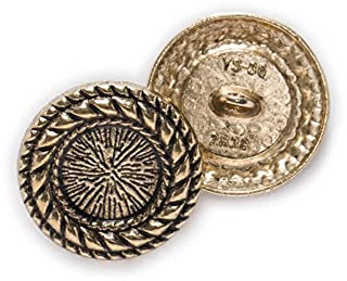 5pcs Vintage Round Shank Retro Metal Pattern Button Sewing Clothing Handmade Crafts Accessories Decoration (Antique Gold, 18mm)