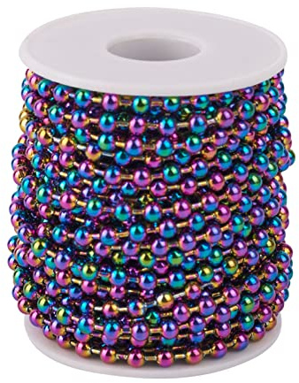 PandaHall Kugelkette aus Edelstahl, 4,5 mm, mehrfarbig, 100 m