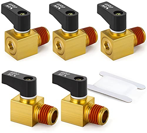 TAISHER 5PCS Brass Drain Cock Ball Valve Air Compressor Accessories 1/4 NPT Male