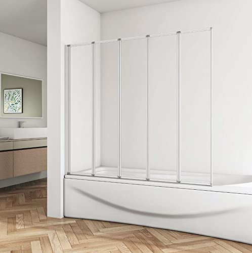 Huiyang 1200x1400mm 5 Fold Pivot Folding Bath Shower Screen Glass Over Door Bathroom