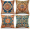 Fundas Cojines 45x45 Cm 4 Piezas Decorativos Azul Vintage Antiguo Cojin Oriental Alfombra Cojines Bohemia Almohada de Lino Funda Cojin Sofá Sala de Estar Decoración de Oficina