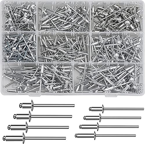 Yeonado 420 Stück 8 Größen Aluminium Blindnieten Pop Nieten Sortiment Kit M3.2 M4 Blindnieten Sortiment Popnieten Set