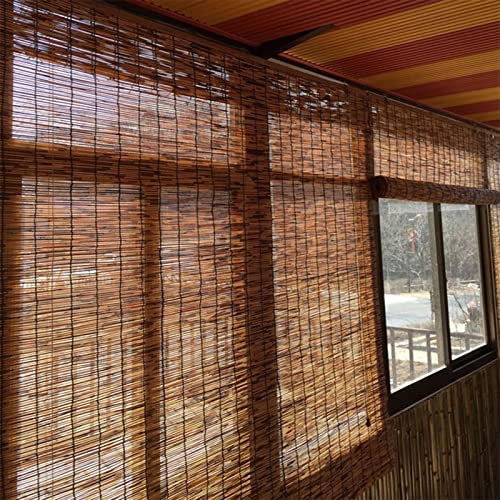 WANGLIXMINXR Halb Abschirmendes Bambusrollo,Dekorative Retro-Bambus Jalousien,Natürliches Bambus-Rollo,Individuell Anhebbarer Schilfvorhang,Römischer Sonnenschutz,Anpassbar (W50xH90cm/20x35in)