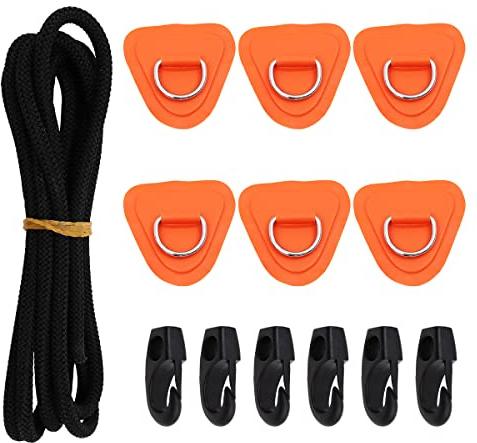 Tiardey 6Pcs Triangle Heavy Duty SUP Bungee Deck Rigging Kit,for Stand up Paddleboard Deck,PVC Inflatable Boat Kayak Canoe Deck - Orange