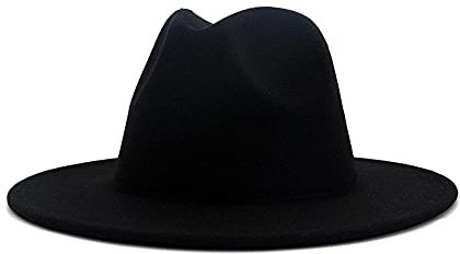 VASANA Modischer, klassischer Fedora-Hut aus Wollmischung, breite Krempe, flache Kirche, Derby, Jazz, Gentlemans, Flachhut, Panamahut für Männer und Frauen, Hochzeit, Party, Talent, Show, Performance,