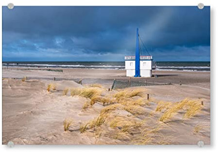 artboxONE Acrylglasbild 120x80 cm Natur Strand und Wasserwacht Bild hinter Acrylglas - Bild ostsee küste Landschaft