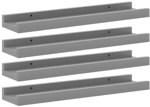 vidaXL Wandregale 4 STK. Grau 40x9x3 cm