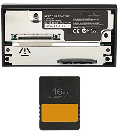 Hoopoocolor Set Adattatore di Rete per PS 2, Adattatore HDD Interfaccia SATa con Scheda di Memoria FMCB Versione 1.966 16 MB Mcboot Gratuito, Alta Anti Interferenza, Processo HASL
