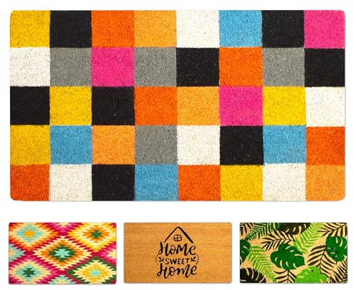 LUA VIKA Fußmatte Kokos - Quadrate - 40x70 cm - Fussmatte Aussen und Innen - Fussmatten Haustür - Türmatte Außen - Fußmatten - Kokosmatte Fußmatte