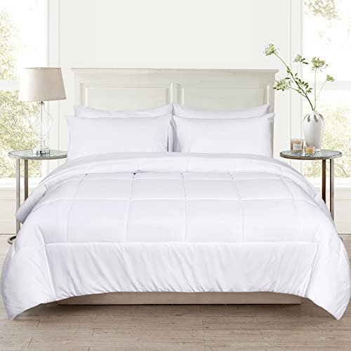 PHF Flauschige Bettdecke 135x200cm, Atmungsaktive Ganzjahresdecke 300GSM Füllung, Super Weich Steppdecke Schlafdecke,Weiß