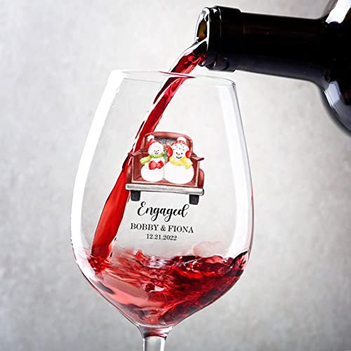 Rimego Copas de vino tinto 2023 personalizadas para compromiso o boda, copas de vino con refranes, juego de 2 vasos para el día de San Valentín, boda, fiesta de cumpleaños, 17 onzas