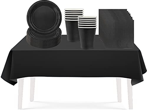 Set di stoviglie usa e getta per feste di compleanno per bambini, set da tavola usa e getta per feste, tovaglie, piatti di carta da 17,8 cm, tovaglioli di carta, bicchieri per Natale, compleanno,