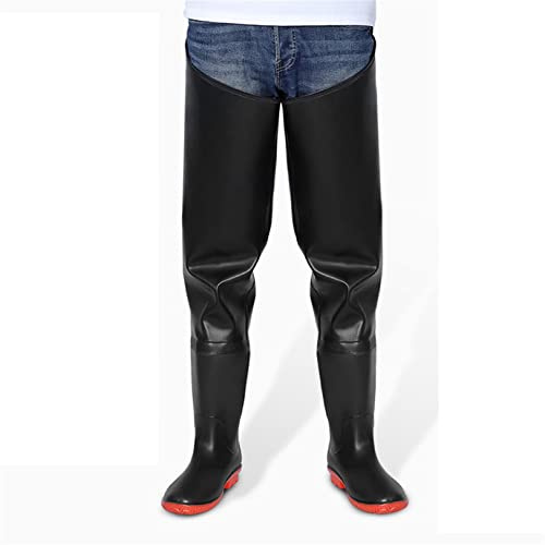 HWBZSZY Herren Damen Einstellbar PVC Watthosen Mehrzweck Regen Gummi Stiefel 100% wasserdichte Über Knie Angeln Hose rutschfest Jagd Waders Bootfoot Größe 36-47