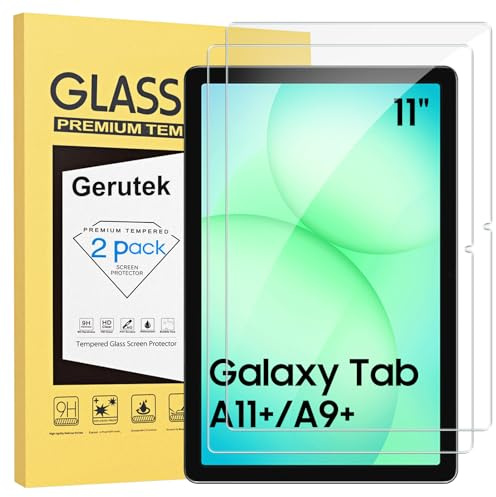 Gerutek [2-Pack Screen Protector for Samsung Galaxy Tab A11 Plus/Tab A9 Plus 11 Inch 2025/2023, [HD Clear] [Anti Scratch] [Bubble-Free] Tempered Glass 9H Film for Galaxy Tab A11+/A9+ 11 inch
