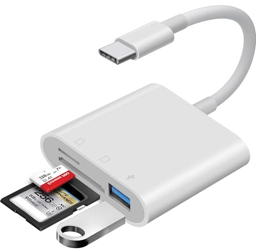 WNXSLOAD USB C auf Micro SD Speicherkartenleser, 3-in-1 USB-Kamera-Kartenleser kompatibel mit MacBook Pro/Air, iPad Pro, iPhone 15 und mehr USB-C-Geräten, SD-Kartenadapter mit SD MicroSD USB 3