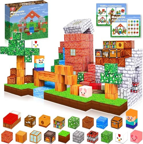 Goody King Magnetic Blocks, 100PCS Magnetic Building Blocks Tiles, Constructions Toys for Boys & Girls Age 3 4 5 6 7 8 9 10 STEM Montessori Stacking Toy, Brithdays Xmas Gifts for Toddlers