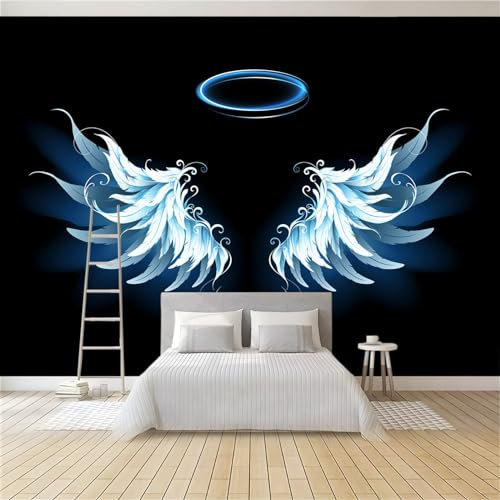 Fototapete Blaue Engelsflügel 350 x 256 cm 3D Vliestapete Wandbild, Mustertapete Moderne Wandtapete, Wohnzimmer Schlafzimmer Kinderzimmer Büro Flur Wanddeko