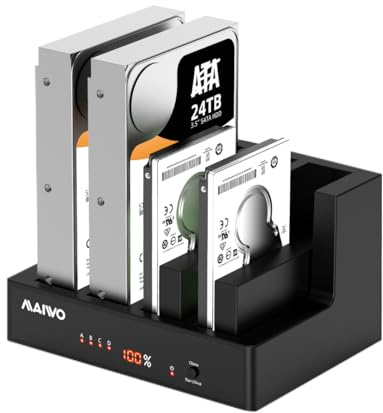 MAIWO 4 Bay Hard Drive Docking Station with Offline Cloning, External Hard Drive Cloner Duplicator for 2.5'' 3.5'' SATA SSD HDD with LED Indicator, 96TB Expansion, USB3.0 Connecting Port