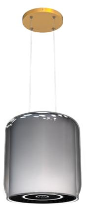 FIREGAS Hotte Aspirante Îlot Cuisine Premium en Verre Trempé et Inox Brossé, 360m³/h, 9 Vitesses, LED 7 Couleurs, Bluetooth, Commande Tactile et Télécommande, Classe A, Design Moderne