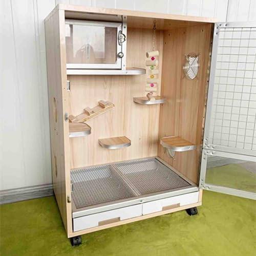 Rattenkäfig, Kleintierkäfig, Meerschweinchenkäfig, großer Nagerkäfig, rollender Chinchilla-Käfig mit 2 Vordertüren, Futternapf und Flasche für Frettchen/Chinchilla/Kaninchen/Nagetiere/Eichhörnchen (60