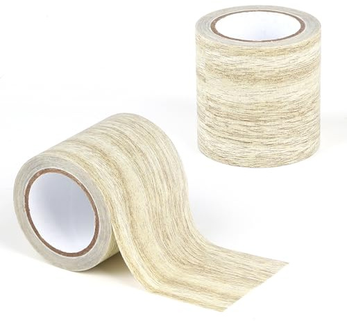 Lalago Lot de 2 rouleaux ruban adhésif aspect bois réaliste - 5,7 cm x 4,57 m - Réparation grain bois - Autocollant rayures plinthes portes murs