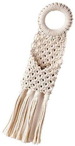 IMIKEYA Tapiz Colgante Tejido de Hilo de Algodón Natural Claro, Soporte de Pared Multiusos Bolsillo, Decoración Bohemia para Puerta, Hogar, Sala y Fiesta, Accesorio Funcional y Decorativo