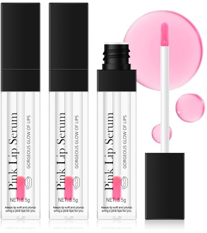KYDA 3 Stück Farbwechsel Pink Lip Serum, Hydratisierende Rosa Lippen Serum Plumper, Lippen Glanz Lippen Fleck Essenz für reduziert feine Linien, Reparatur Lippen