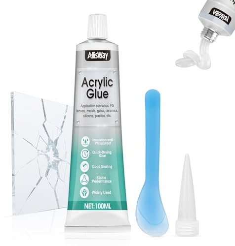 Allisway Pegamento para Laminas de Acrilico, Pegamento para Plastico, Soldadura en Frio, Adecuado para ABS, ASA, SAN, PS, Manualidades DIY, Impermeable y a Prueba de Humedad, Transparente, 100ml