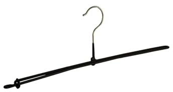 Kleiderbügel, Hosebügel, Hosenspange, 10er Set, Metall, Schwarz, Anti-Rutsch Beschichtung, Hose, Nicht drehbarer Haken, 42 cm (7981_00/10)