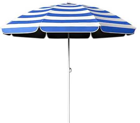 155CM Klein Tragbarer Sonnenschirm Strand UV 50, Balkonschirm Mit Knickfunktion, Blau-Weiß Rund Gartenschirm