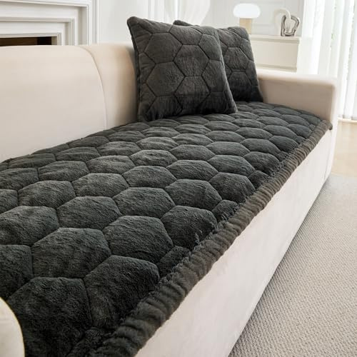 GKXLH Tjockt sofföverdrag tvättbart – mjuk flanell, 2–3 4-sits, halkfria, nya hörn, möbelskydd för vardagsrum (mörkgrå 70 x 180 cm)