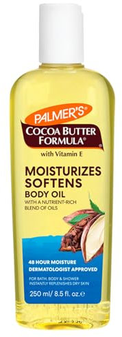 Palmer’s Cocoa Butter Formula Moisturising Body Oil 250ml with Vitamin E and Cosmetic Spatula – Fast-Absorbing, Non-Greasy Hydration for Dry.