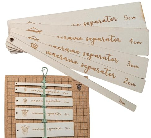 Distanziatori macramè – separatore in legno, righello di misurazione, set di 5 attrezzi intrecciati per boho macramè, modello regolabile, attrezzatura per progetti artistici professionali