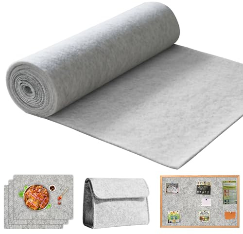 Filtrulle filttyg 40 cm x 250 cm metervara, 1 mm tjock, filtmatta, filt för gör-det-själv förvaringsväska lapptäcke sy filt för pyssel hantverk dekoration ljusgrå