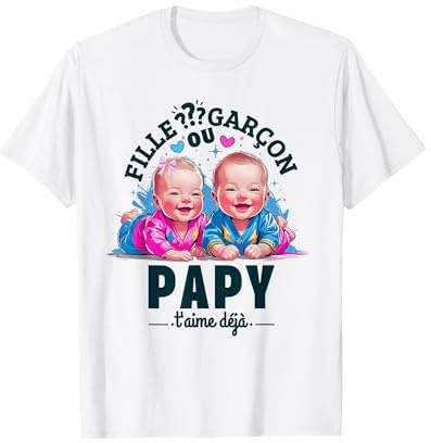 Homme Cadeau Gender Reveal Papy Parti Révélation du Sexe bébé T-Shirt