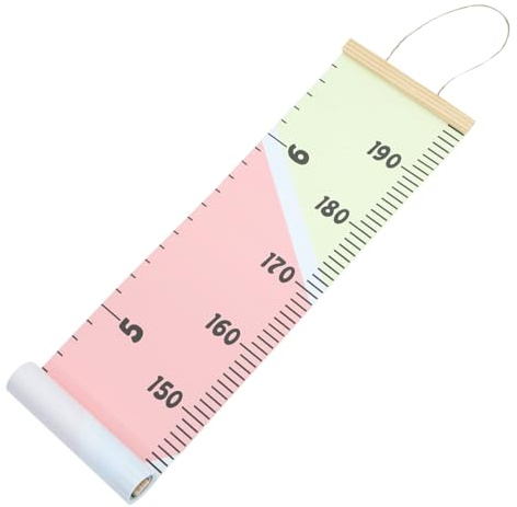 Größentabelle für Kinder als Wandlineal mit Aufhängung | Holz und Stoff, für Flur und Kindergarten, Kreative Messlatte mit Fotorequisite Zufällige Farbe