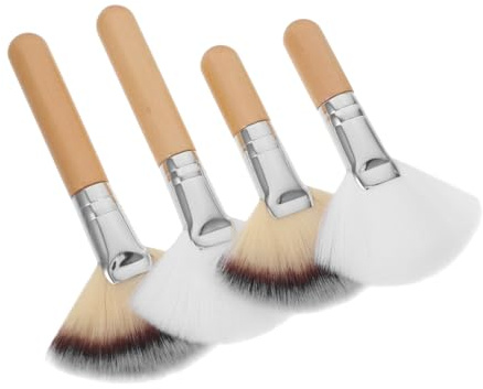 CALLARON 4 st Professionella Makeupborstar för Ansikte Multifunktionella Puder och Foundationborstar med Mjuka Syntetfibrer och Robusta Handtag Idealiska för Kvinnor och Tjejer Lätt Blanda